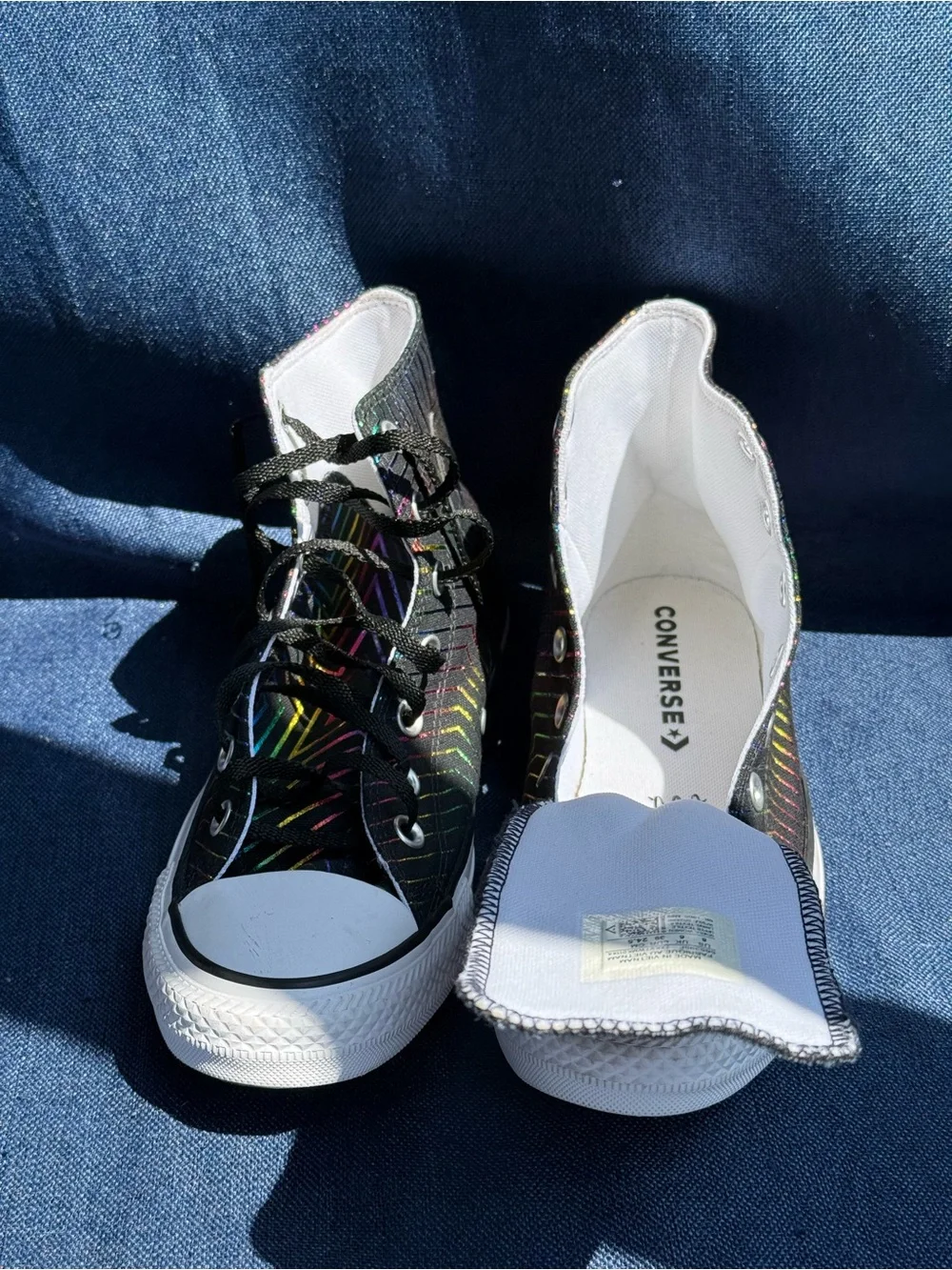 Converse Chuck Taylor All Star Rainbow Foil Chevron High Tops Women's Size 8 NWO